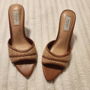 Seven7 Tan Woven Slide Mules